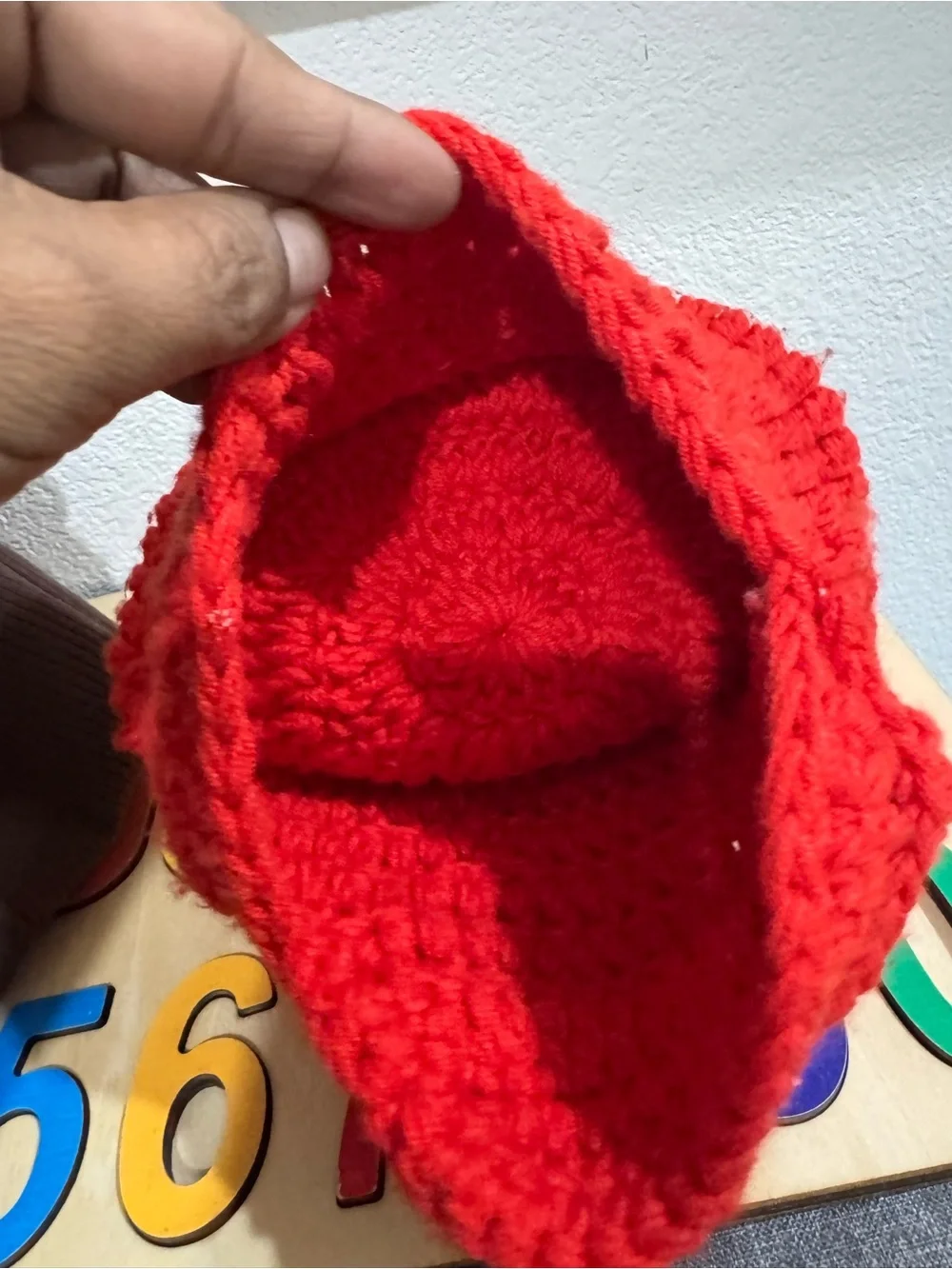 Kids Red Crochet Superhero Neck Warmer with 'M' Patch